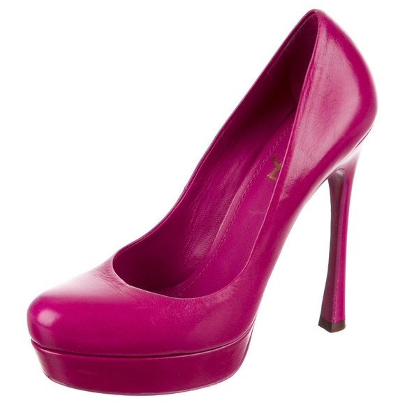 Magenta leather Yves Saint Laurent platform pumps - Picture 3 of 6